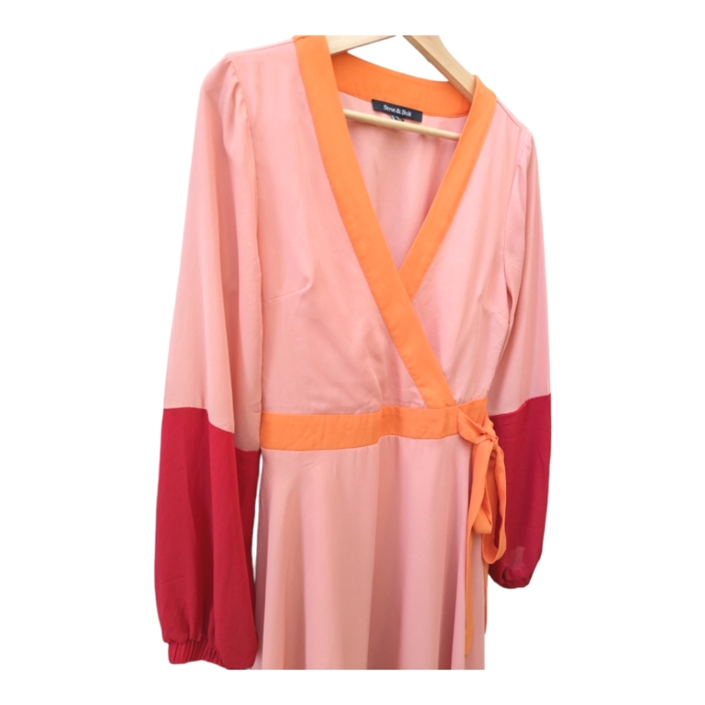 Strut & Bolt Asymmetrical Color Block Mock Wrap D… - image 3